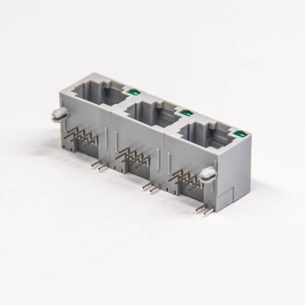 RJ45 Port Ethernet Modualr Connector 1x3 Right Angled Through Hole Unshielded