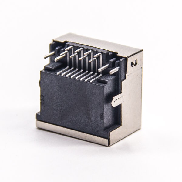 RJ45 Socket Female Right Angled Single Port Offset Type Through Hole with LED