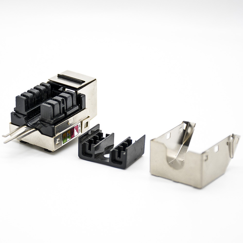 RJ45 STP Cat6 90 Keystone Jack 110 IDC Type 8P8C Single Port Shielded Network Module