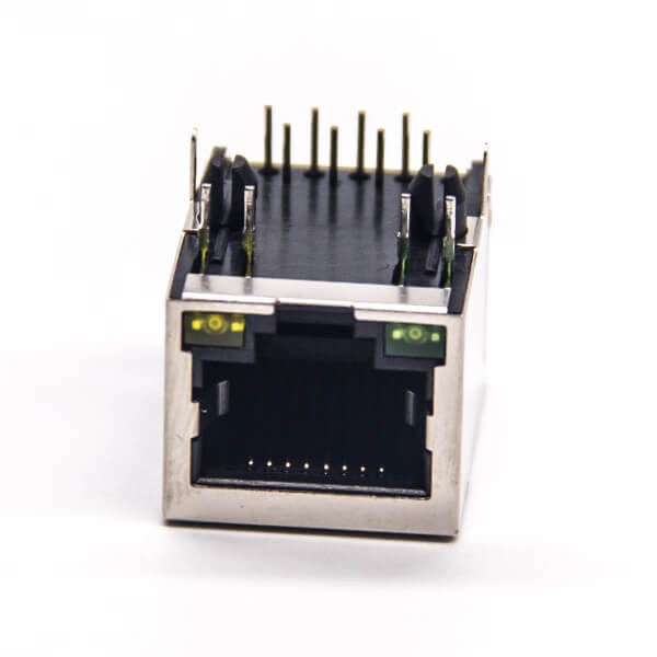 RJ45xa0LEDxa090 Degree Single Port Shielded Jack with LED Through Hole for PCB Mount 20pcs