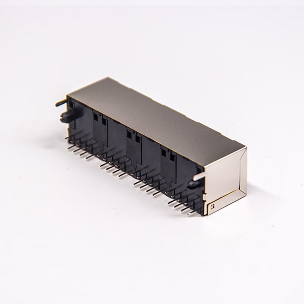 Vertical RJ45 Jack 1x4 Port 180 Degree Modular Connector Shielede Without LED Without Filtered