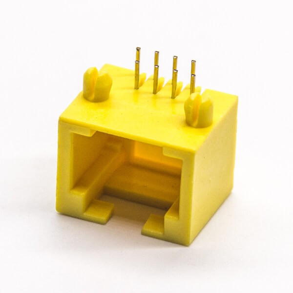 Yellow RJ45 Jack 90 Degree Connector 8p8c DIP for PCB Mount Without LED