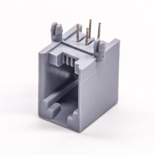 RJ9 4P4C Socket Modular Network Connector Right Angled Through Hole