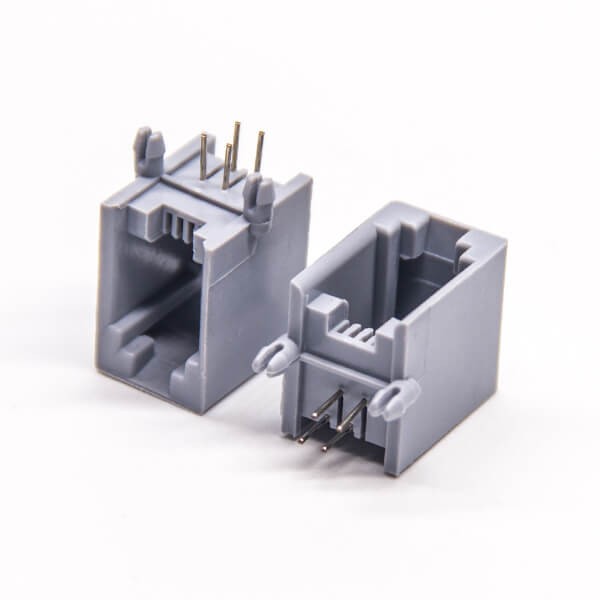 RJ9 4P4C Socket Modular Network Connector Right Angled Through Hole