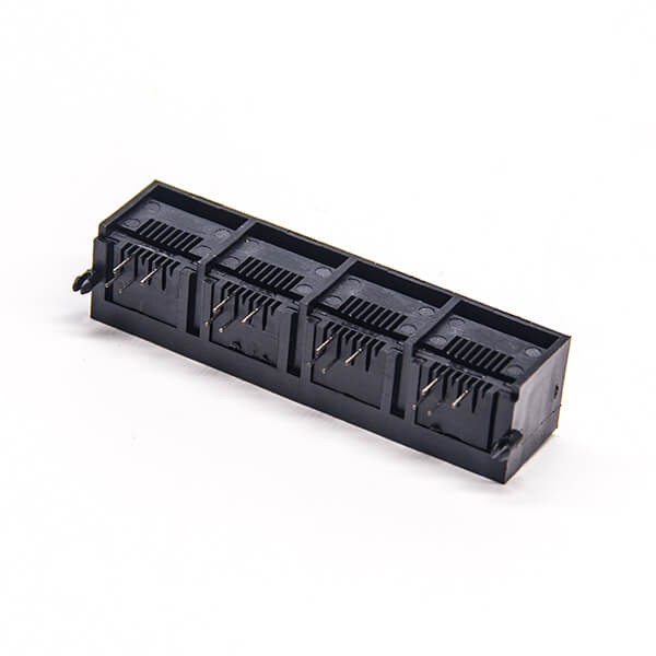 RJ9 Multiple Port Connectors 1*4 Unshielded Black Plastic 4P4C