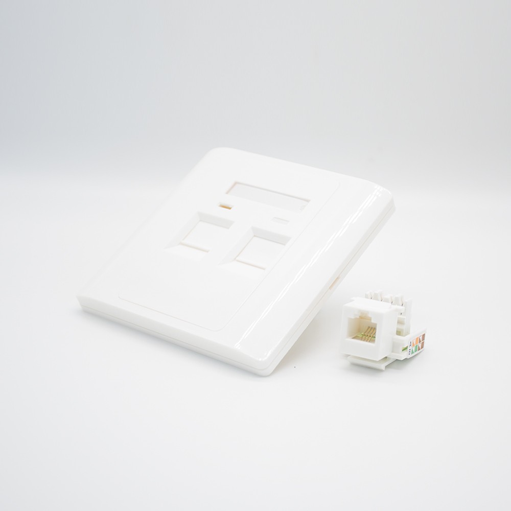 86 Network Panel 2 Hole Jack RJ11 Dual Port CAT3 White Information Panel