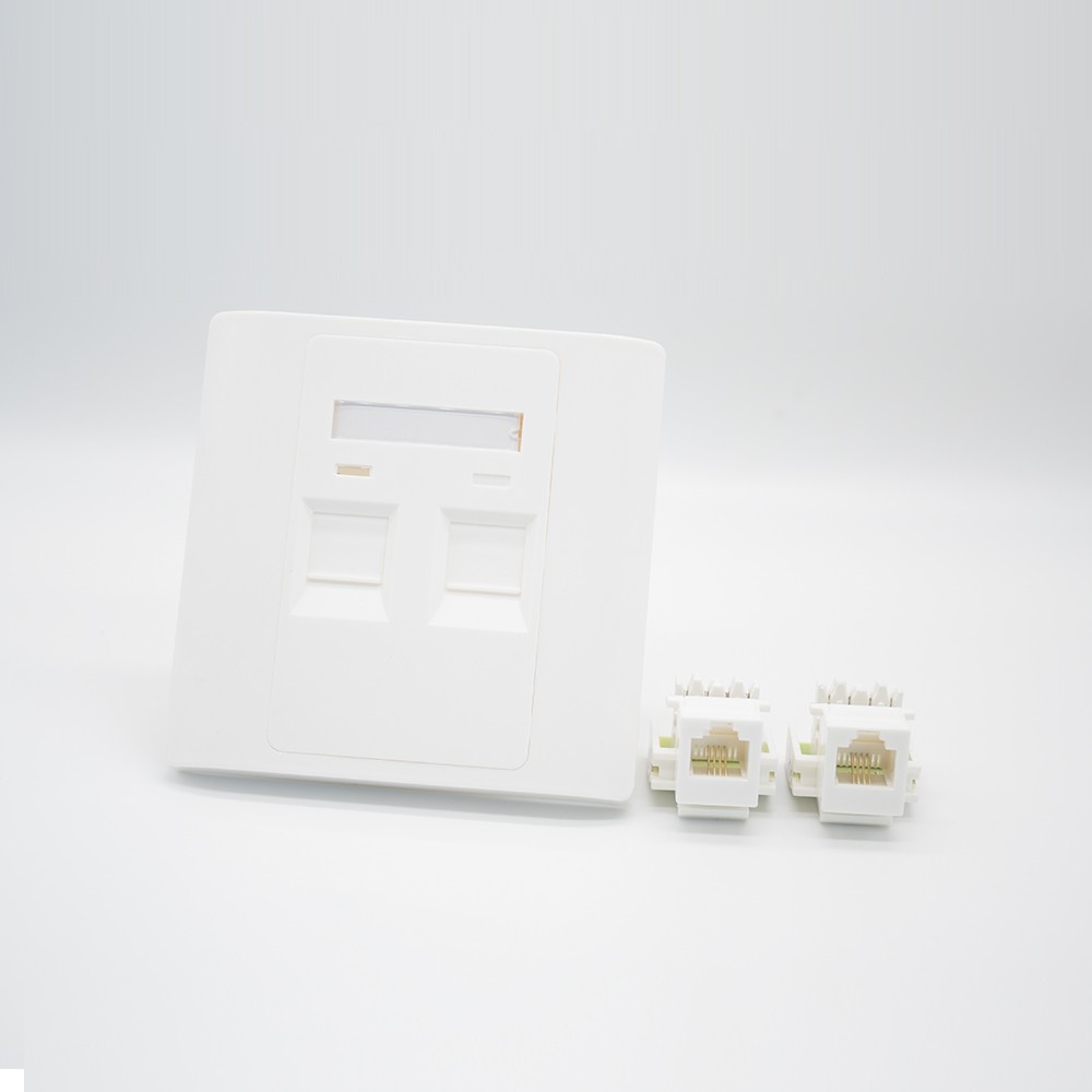 86 Network Panel 2 Hole Jack RJ11 Dual Port CAT3 White Information Panel