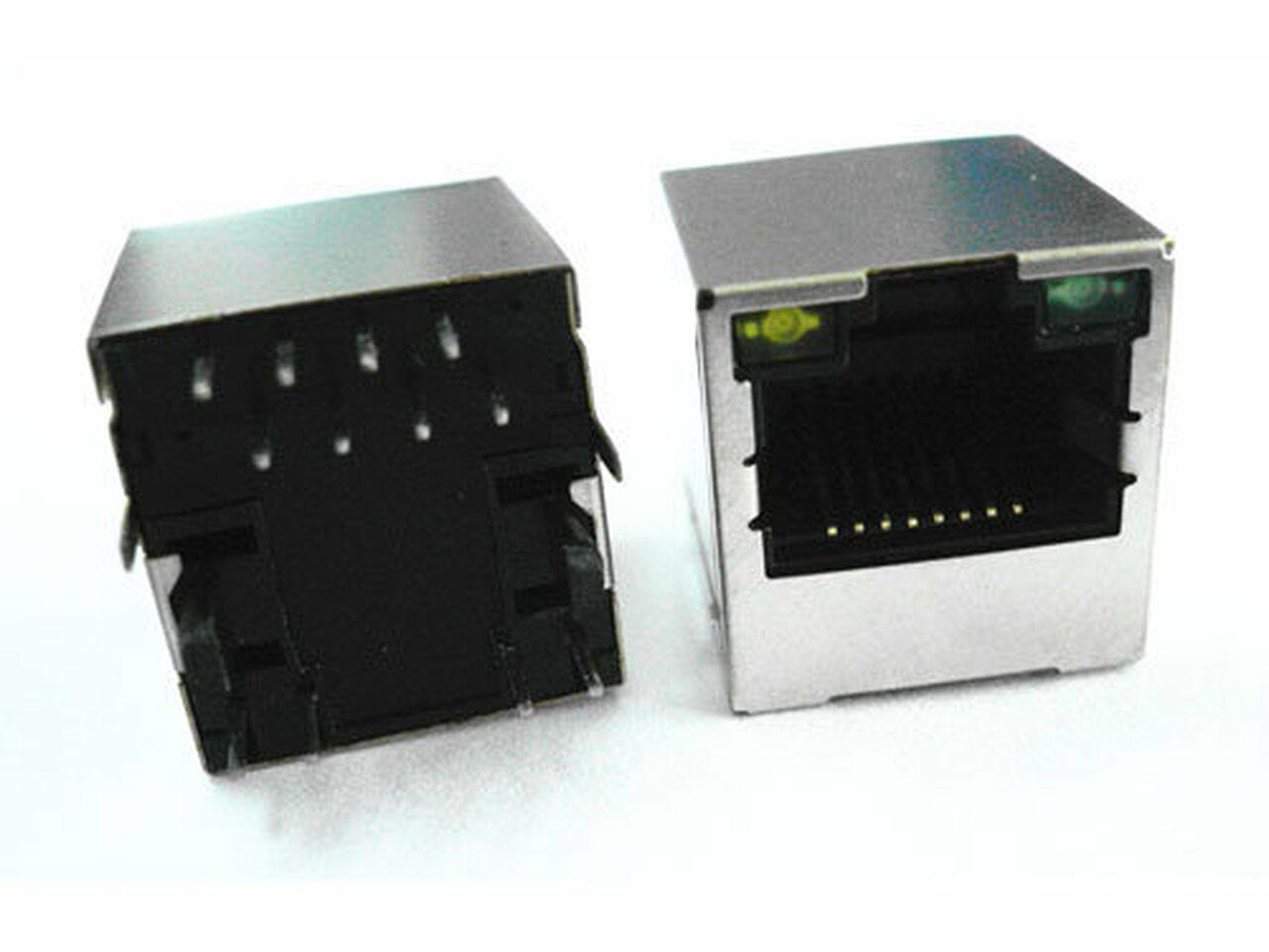 HY951180A 1Port upright RJ45 Connector with Magnetics LED