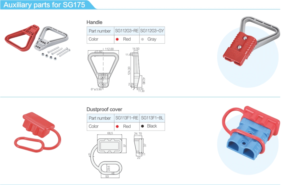 2 Way 600V 175Amp Blue Housing Battery Power Cable Connector with Red Color Cable fix plug