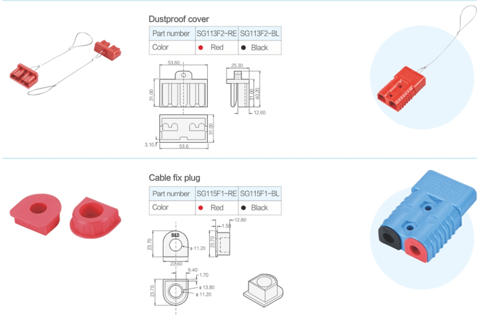 2 Way 600V 175Amp Blue Housing Battery Power Cable Connector with Red Color Cable fix plug