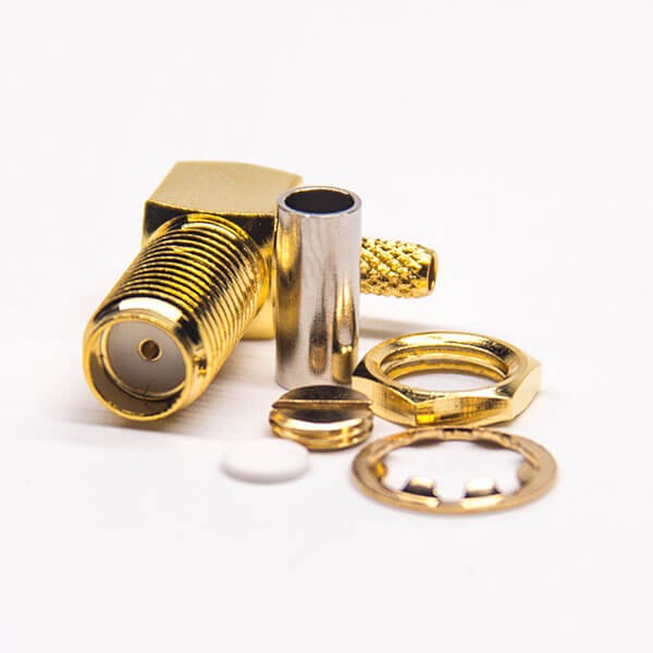 20pcs 90 Degree SMA Connector Female Cirmp Type Cable Blukhead Panel Mount