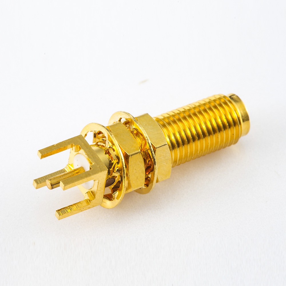 PCB SMA Connector Female Straight DIP Type Panel Mount Front Bulkhead