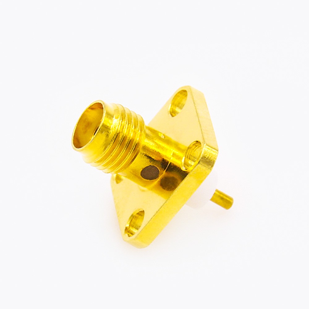 SMA Connector Breadboard 4 Holes Flange Female 180 Degree Welding Plate for PCB Mount