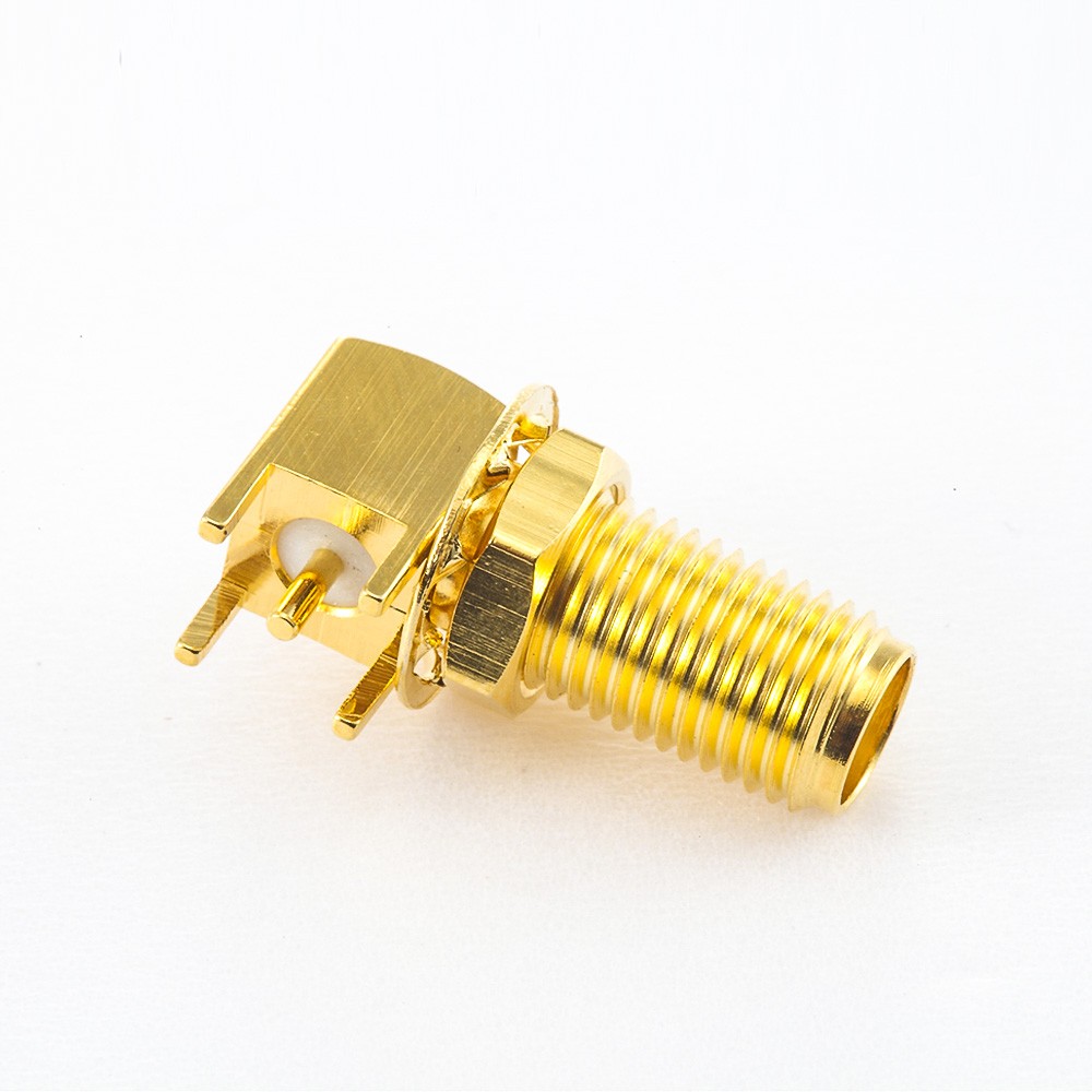 SMA Female Connector Panel Mount Front Bulkhead Angled DIP Type