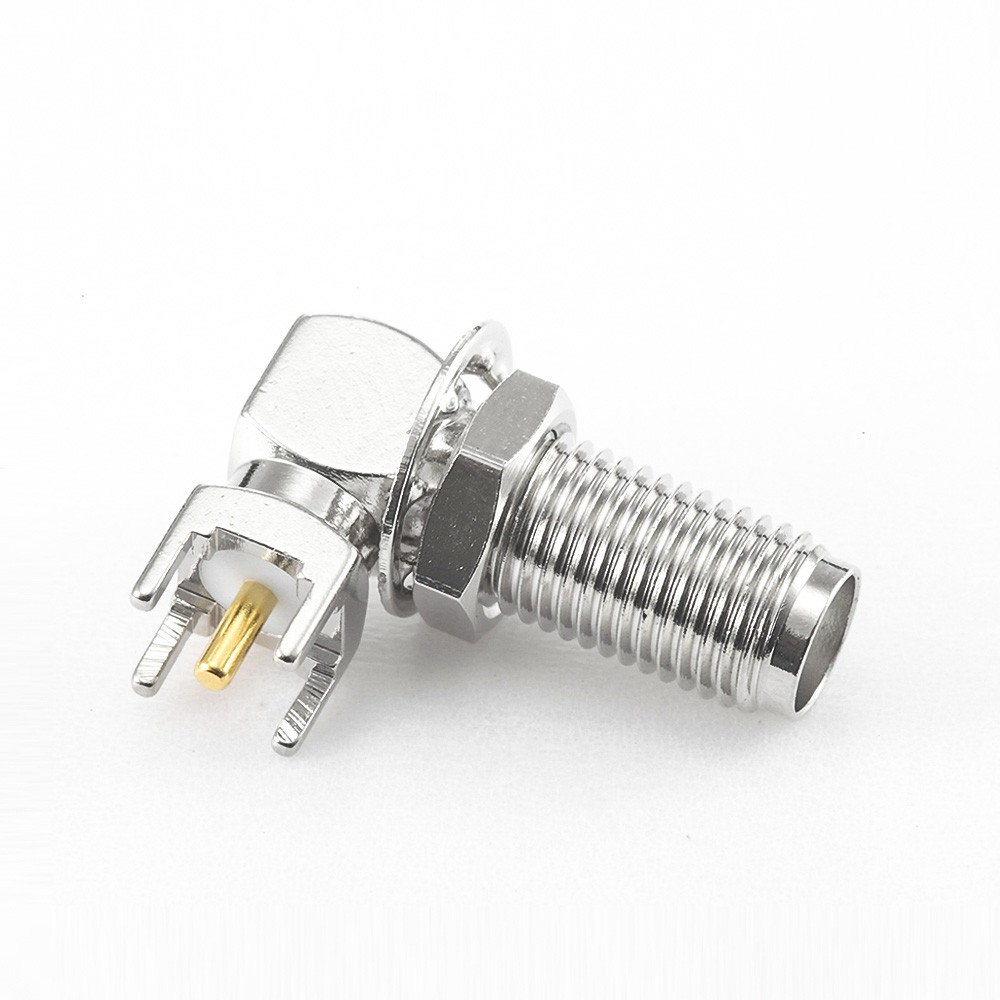 SMA Female PCB Panel Mount Connector Front Bulkhead Angled DIP Type