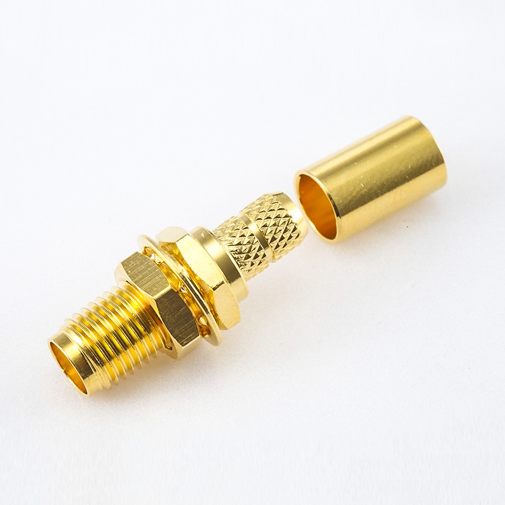 SMA Jack Cable Connector 180 Degree Panel Mount Front Bulkhead Crimp Type for RG58/RG142/SYV50-3