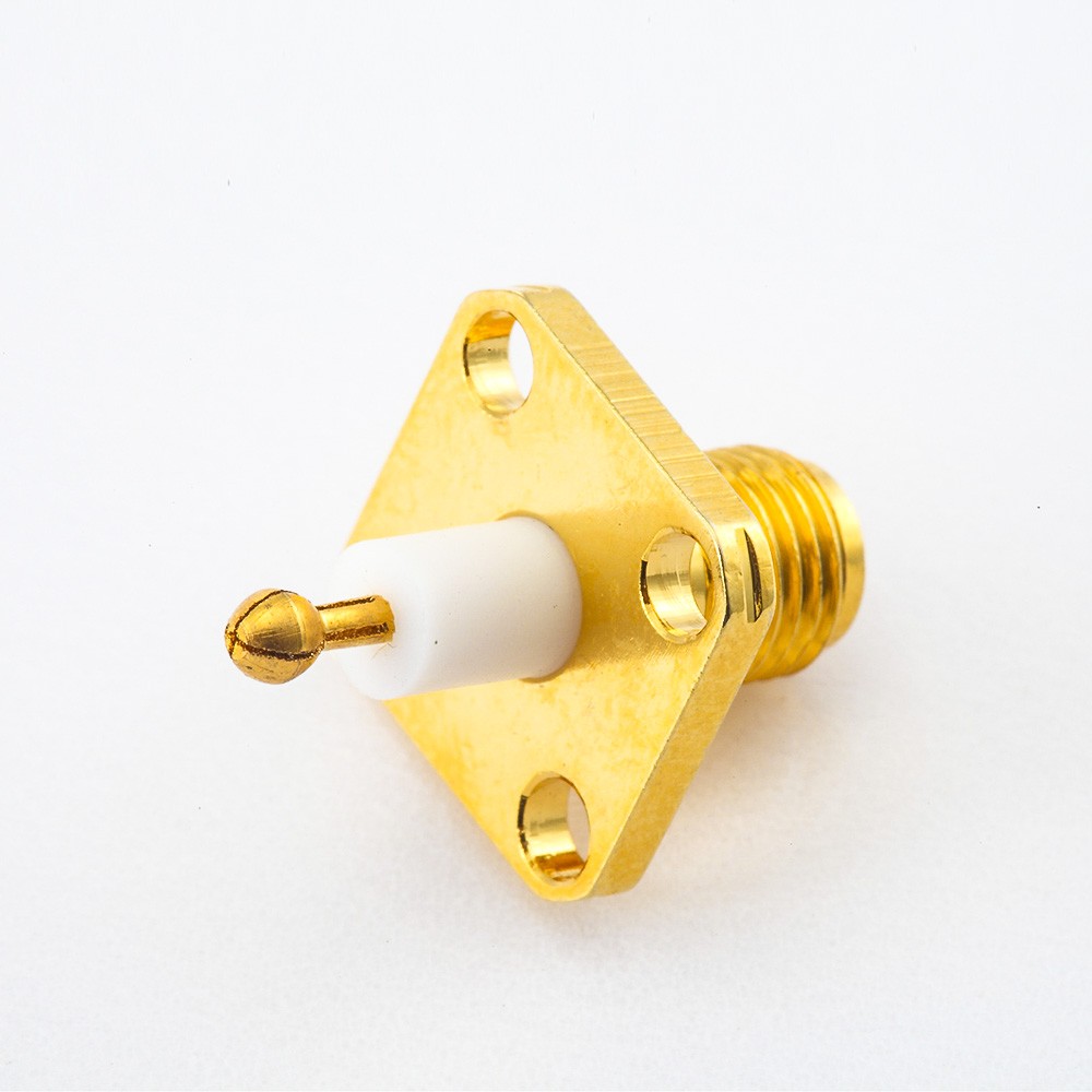 SMA Type Connector Female Straight PCB Mount Welding Plate 4 Holes Flange