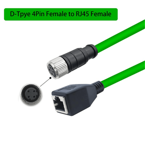 M12 8-pin A Code Male to RJ45 Female High Flex Cat6 Industrial Ethernet Cable PVC