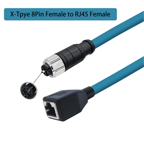 M12 8-pin A Code Male to RJ45 Female High Flex Cat6 Industrial Ethernet Cable PVC