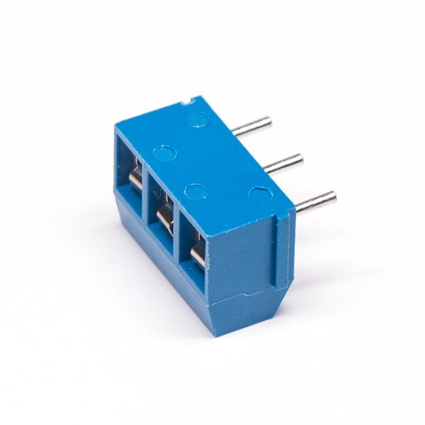 Blue Terminal Block Screw Type 3pin Angled Square PCB Mount Through Hole