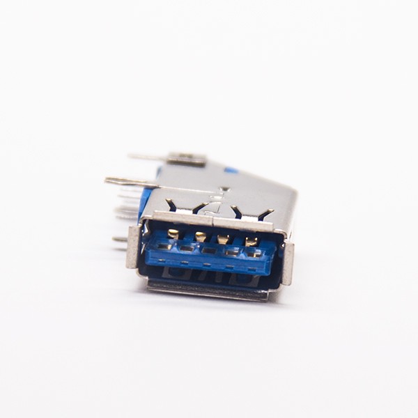 Angled Usb 3.0 Female Blue Color Throughole A Type USB Connector