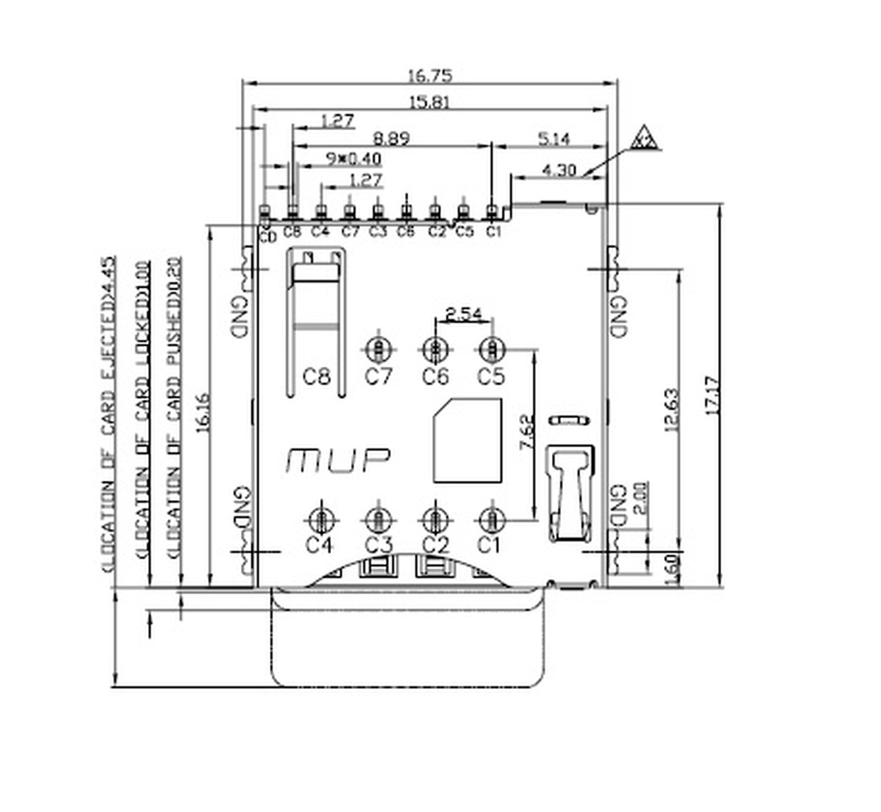 Micro SIM Card Connector MUP-C792 8P (Push-Push Lock Type)