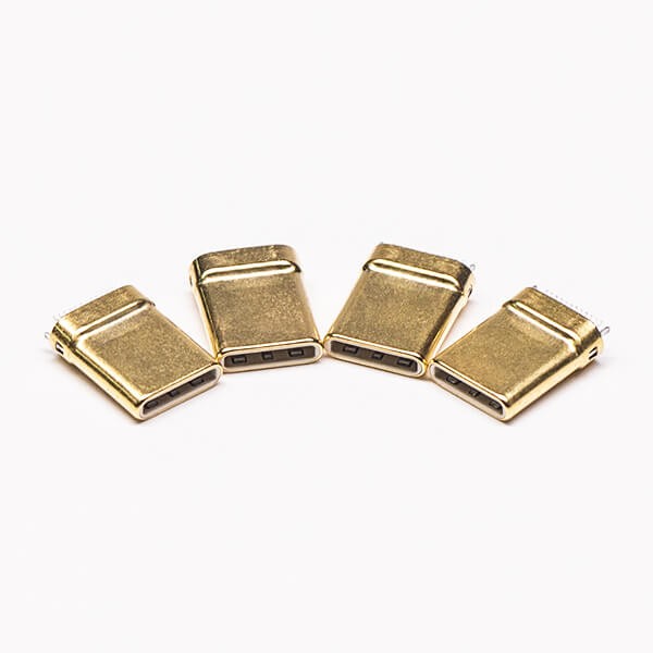 Type C 24 Pin Connector Straight Plug Through Hole Gold Plating