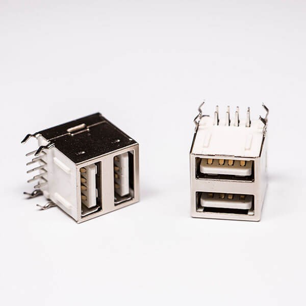 USB 2.0 High Speed Port Dual Port Type A 90° for PCB Mount