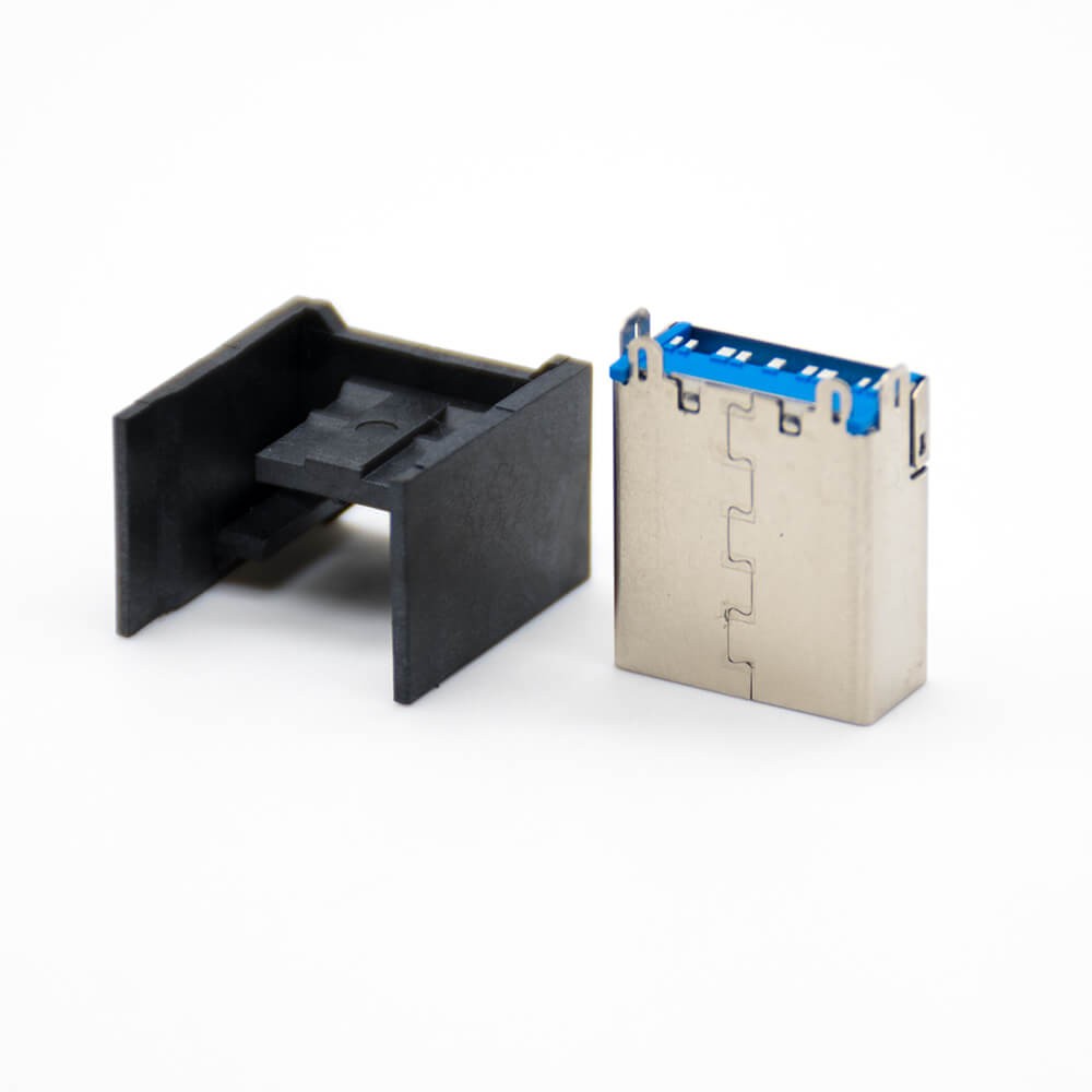 USB A Female Connector Dual 3.0 Straight 9 Pin Through Hole Metal Shell SMT Type