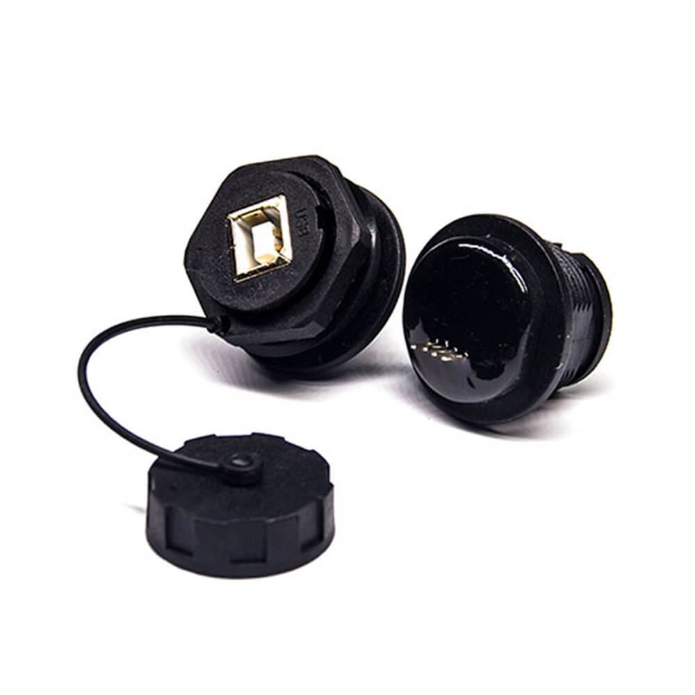 IP67 Waterproof USB Connector USB2.0 Type B Female Panel Lock Connectors