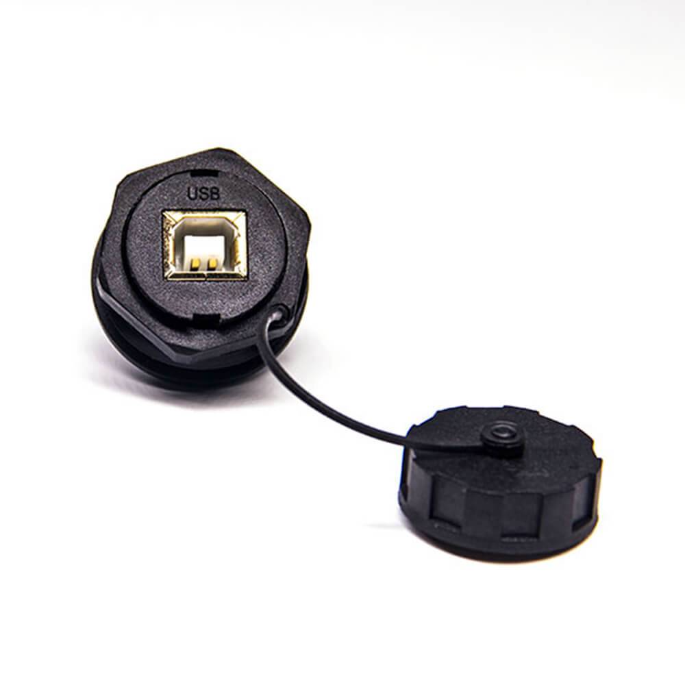 IP67 Waterproof USB Connector USB2.0 Type B Female Panel Lock Connectors