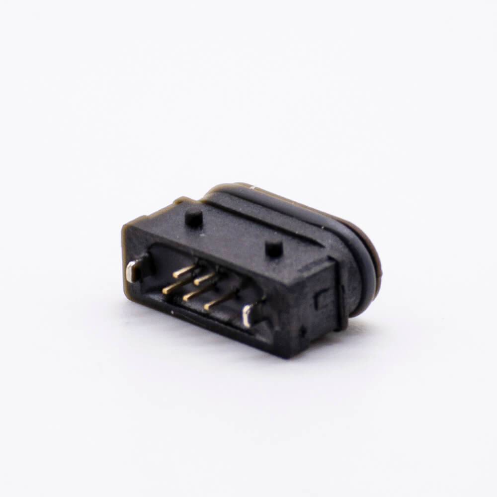 IPX8 Waterproof MICRO USB Connector B Type Female 5P SMT Vertical Mounting 180 Degrees