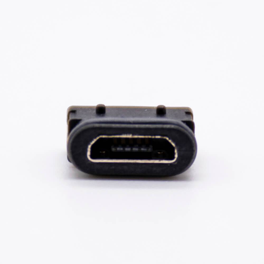 IPX8 Waterproof MICRO USB Connector B Type Female 5P SMT Vertical Mounting 180 Degrees