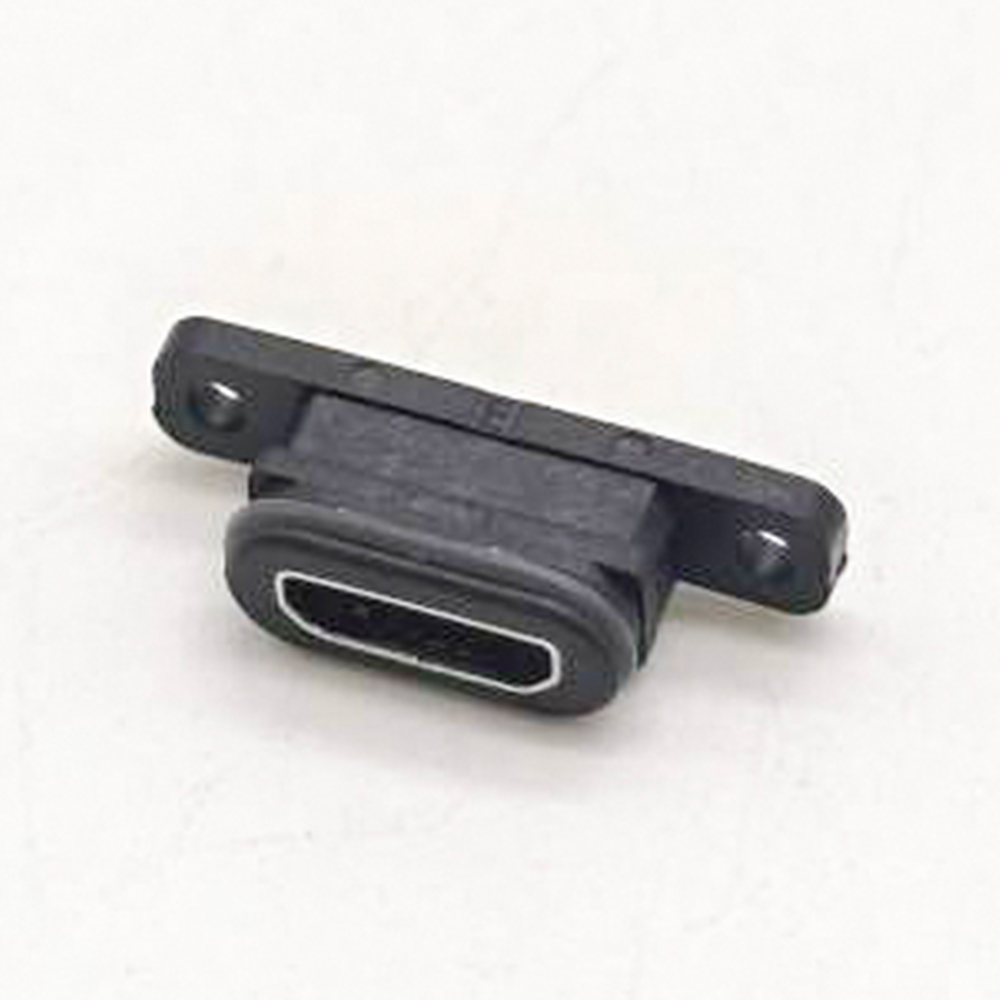 MICRO USB Connector IPX8 B Type Female 5P SMT Vertical Mounting 180 Degrees With Waterproof Ring