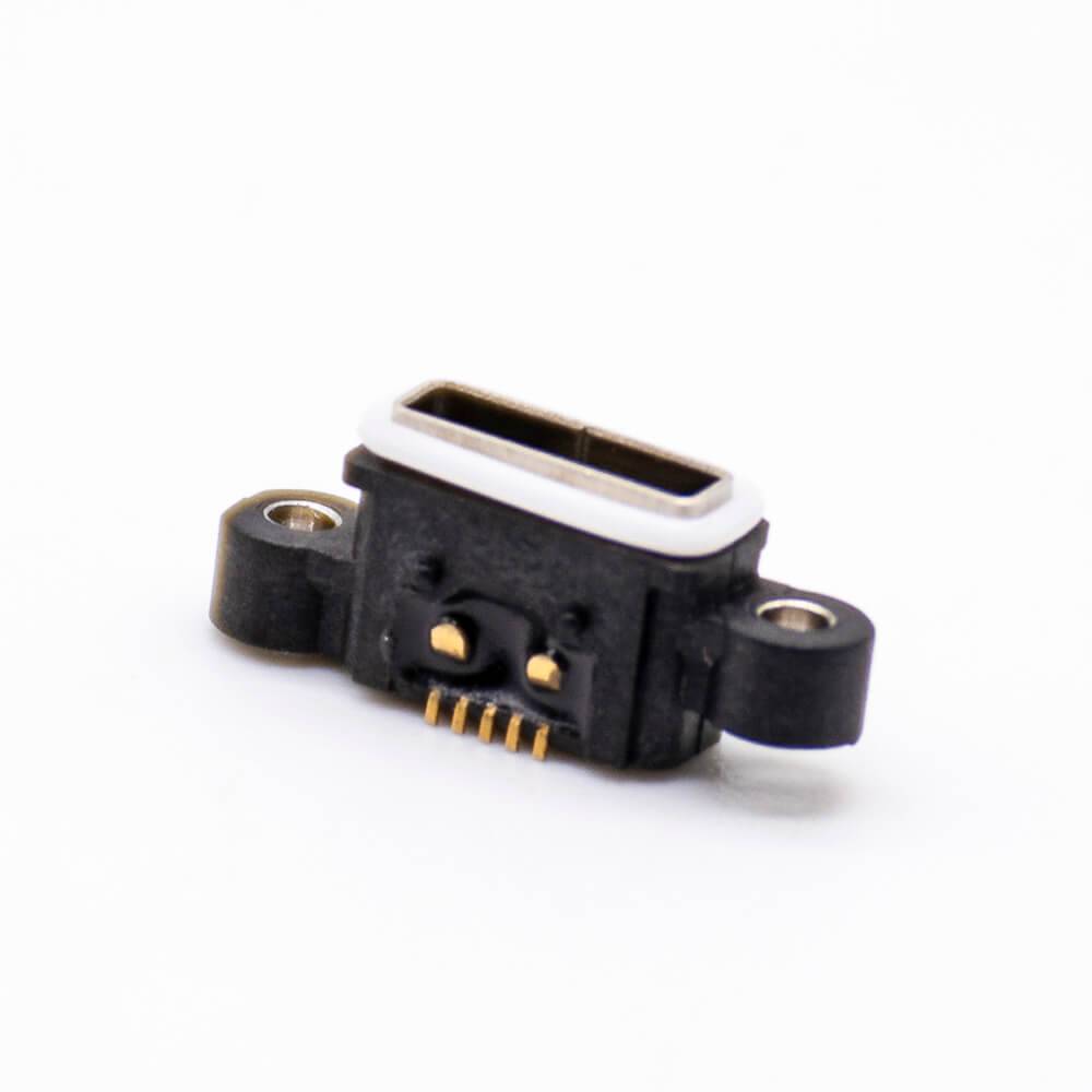 MICRO USB IP67 Waterproof Connector AB Type 5 Pin SMT With Screw Holes With Waterproof Ring