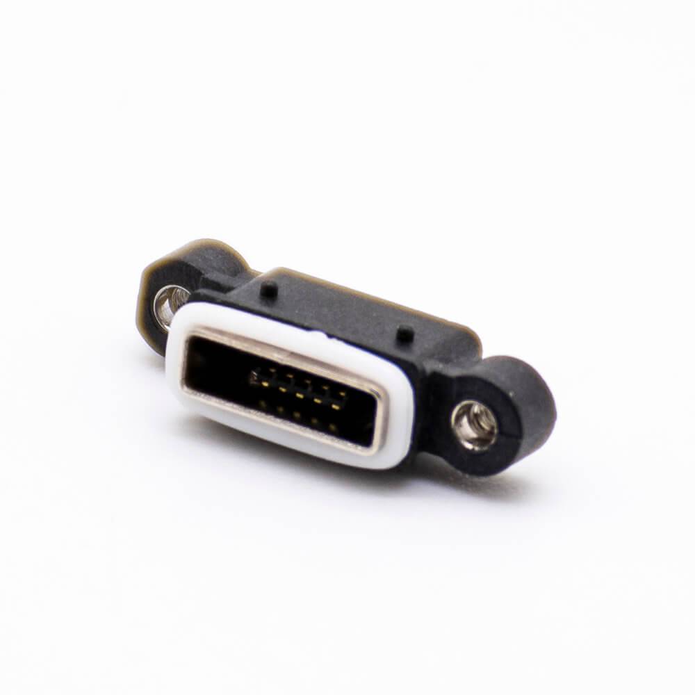 MICRO USB IP67 Waterproof Connector AB Type 5 Pin SMT With Screw Holes With Waterproof Ring