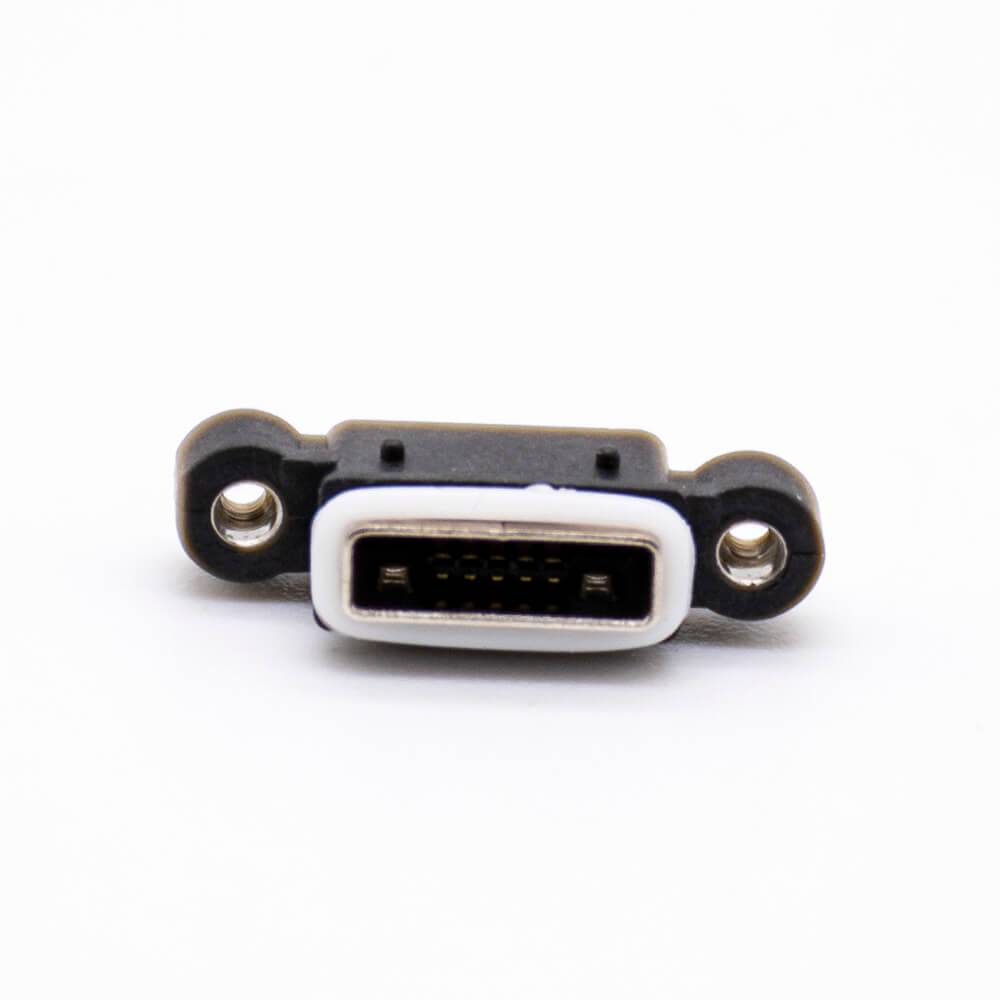 MICRO USB IP67 Waterproof Connector AB Type 5 Pin SMT With Screw Holes With Waterproof Ring