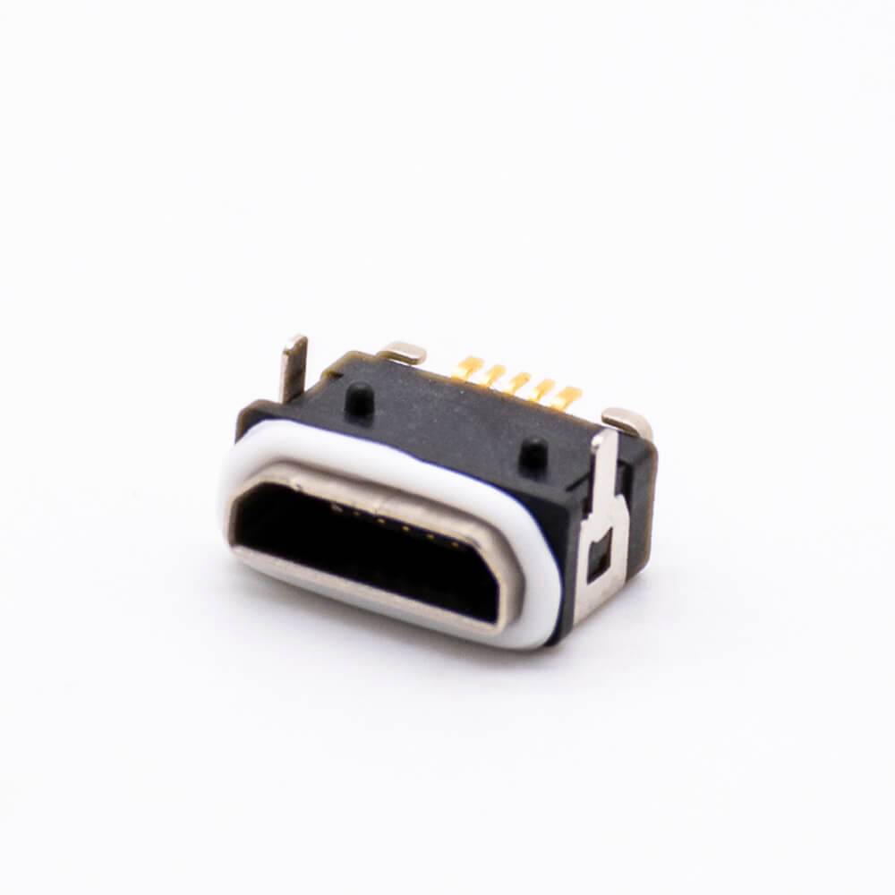 MICRO USB Type B Waterproof Female Connector 5Pin IPX8 Connector SMT