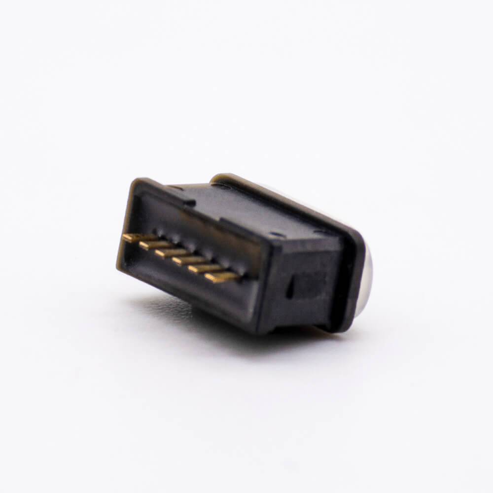 USB Type C Waterproof IPX8 6P Female With Waterproof Rubber Ring Vertical Mounting