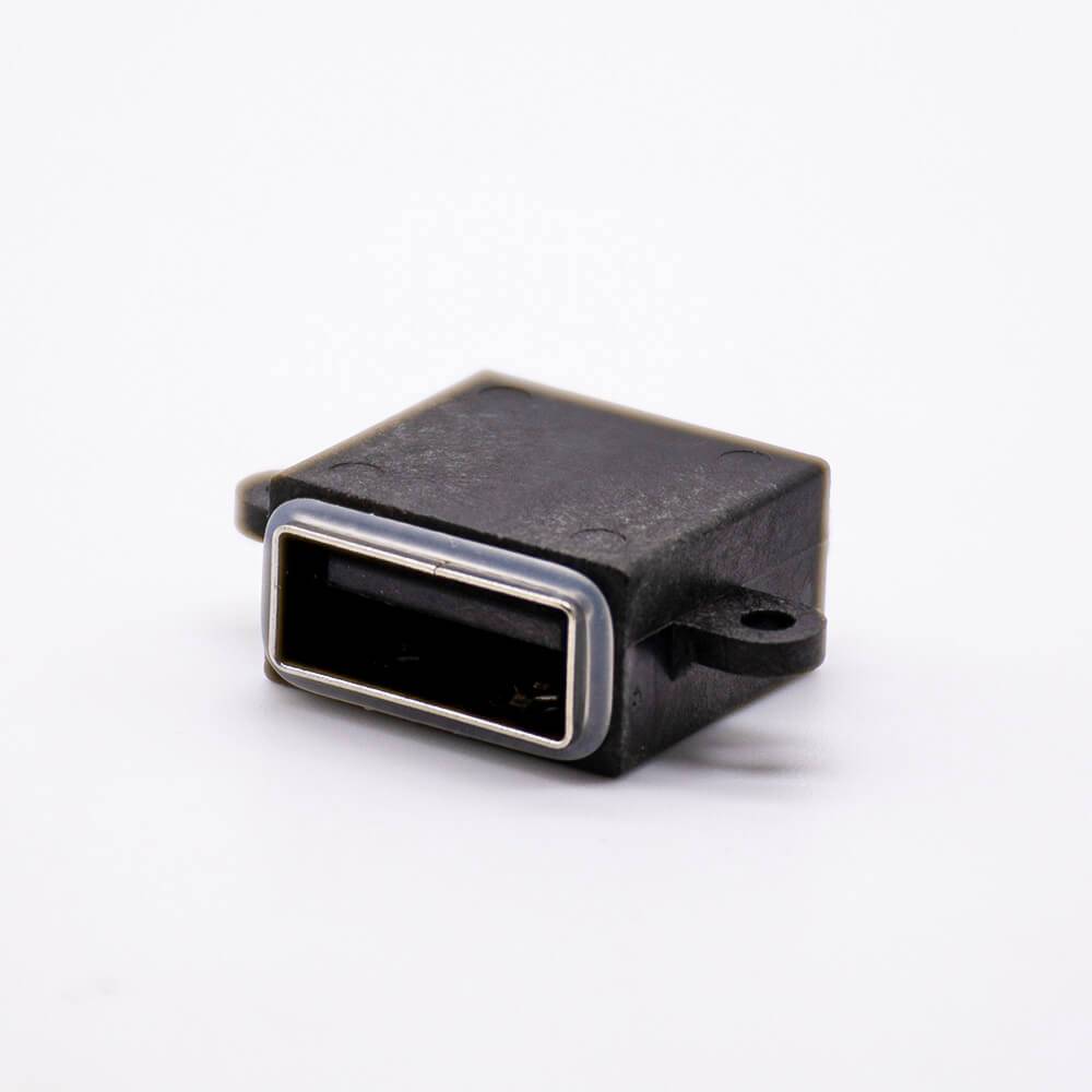 USB Waterproof Connector A Female Socket IPX8 4Pin USB2.0 A Offset Type 90 Degrees