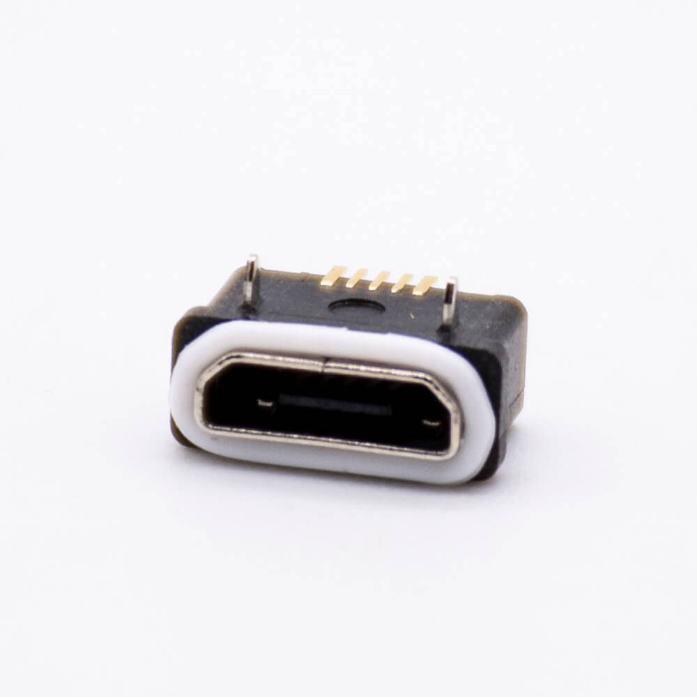 Waterproof IP66 MICRO USB Connector smt Type 5 Pin B Type SMT With Waterproof Ring