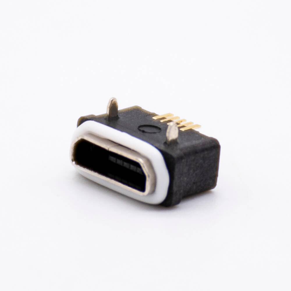 Waterproof level IP66 Female MICRO USB Connector 5 Pin B Type With Waterproof Ring SMT