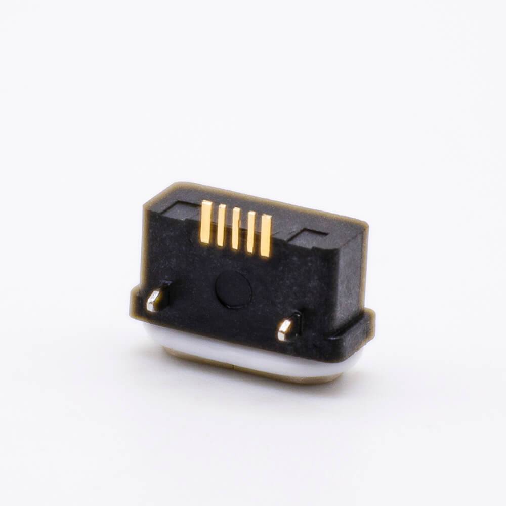 Waterproof level IP66 Female MICRO USB Connector 5 Pin B Type With Waterproof Ring SMT