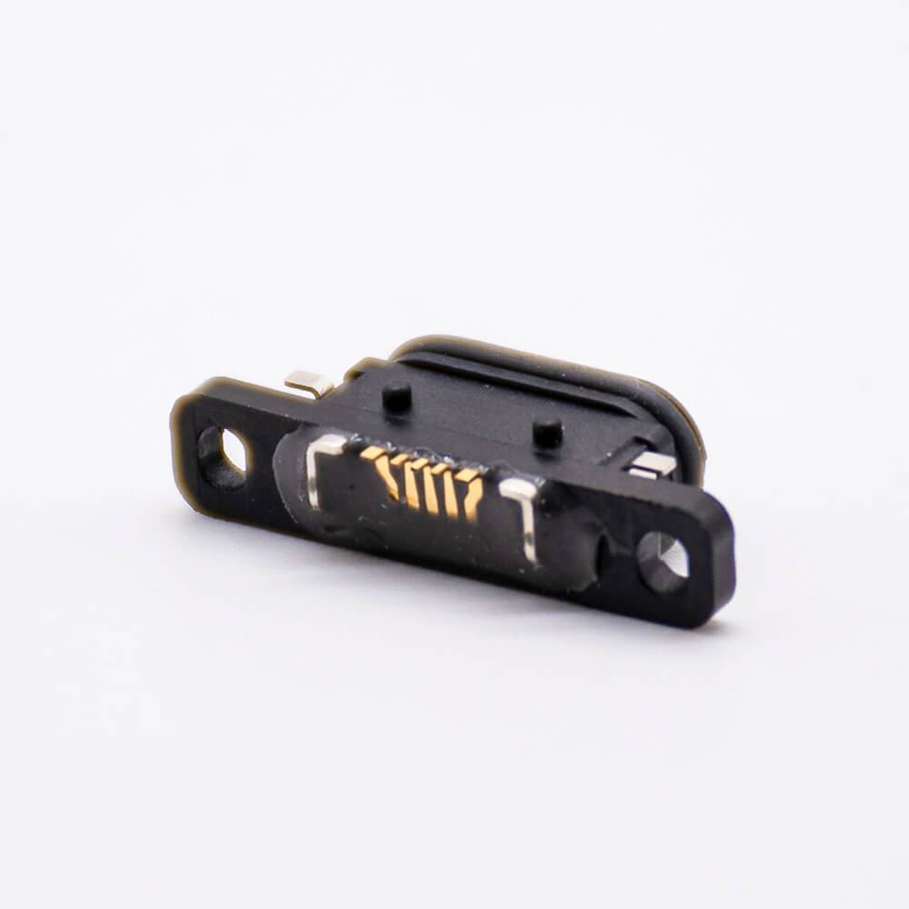 Waterproof level IPx8 MICRO USB Connector B Type Female 5P SMT With Waterproof Ring Rating 3A