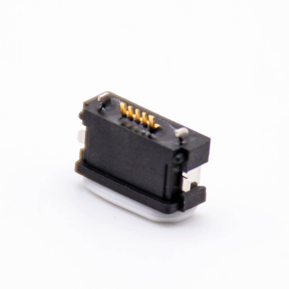 Waterproof MICRO USB Connector IPX8 Offset Type B Type 5 Pin With Waterproof Ring