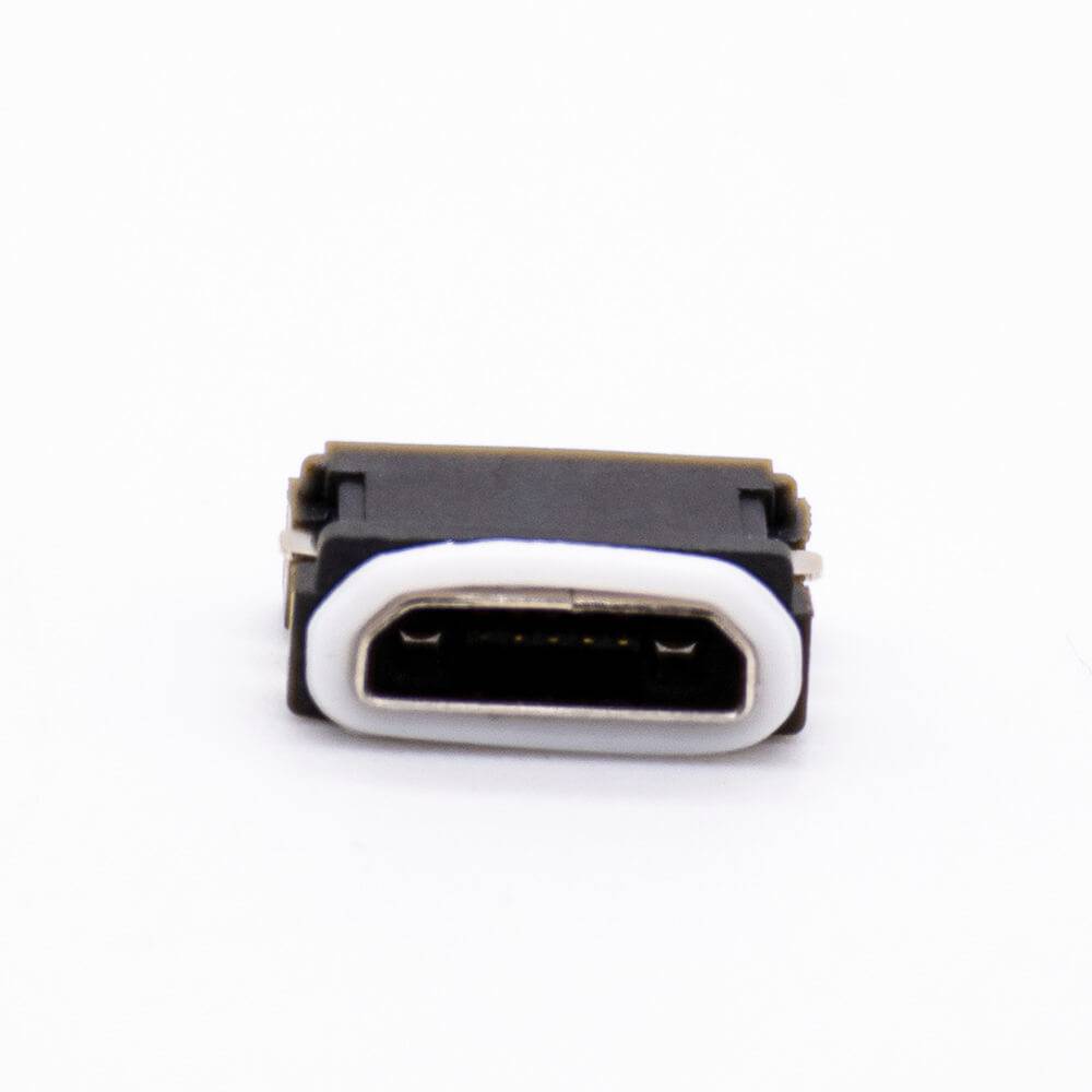 Waterproof MICRO USB Connector IPX8 Offset Type B Type 5 Pin With Waterproof Ring