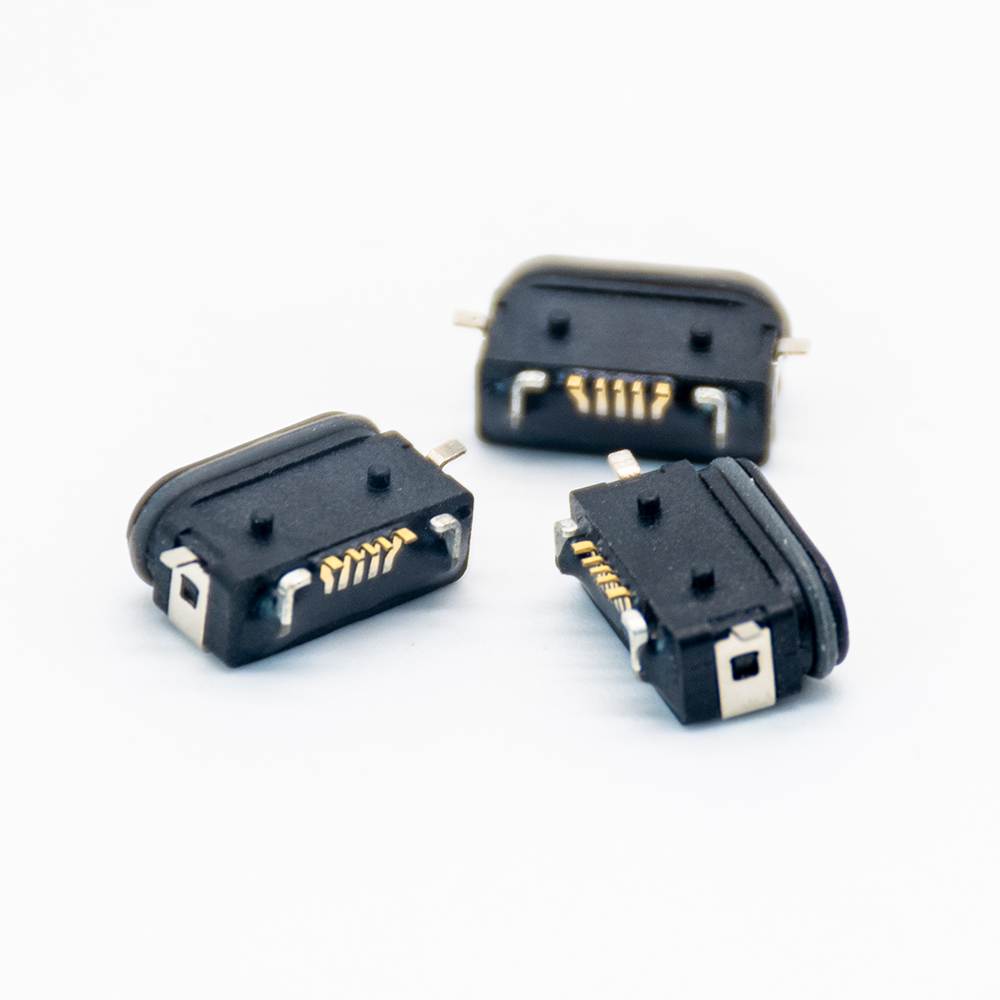 Waterproof MICRO USB Socket Female Connector B Type IP68 SMT full stickers 5Pin With Rating 3A