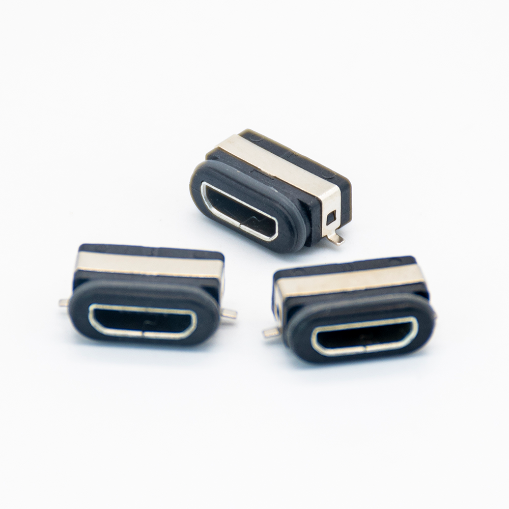 Waterproof MICRO USB Socket Female Connector B Type IP68 SMT full stickers 5Pin With Rating 3A