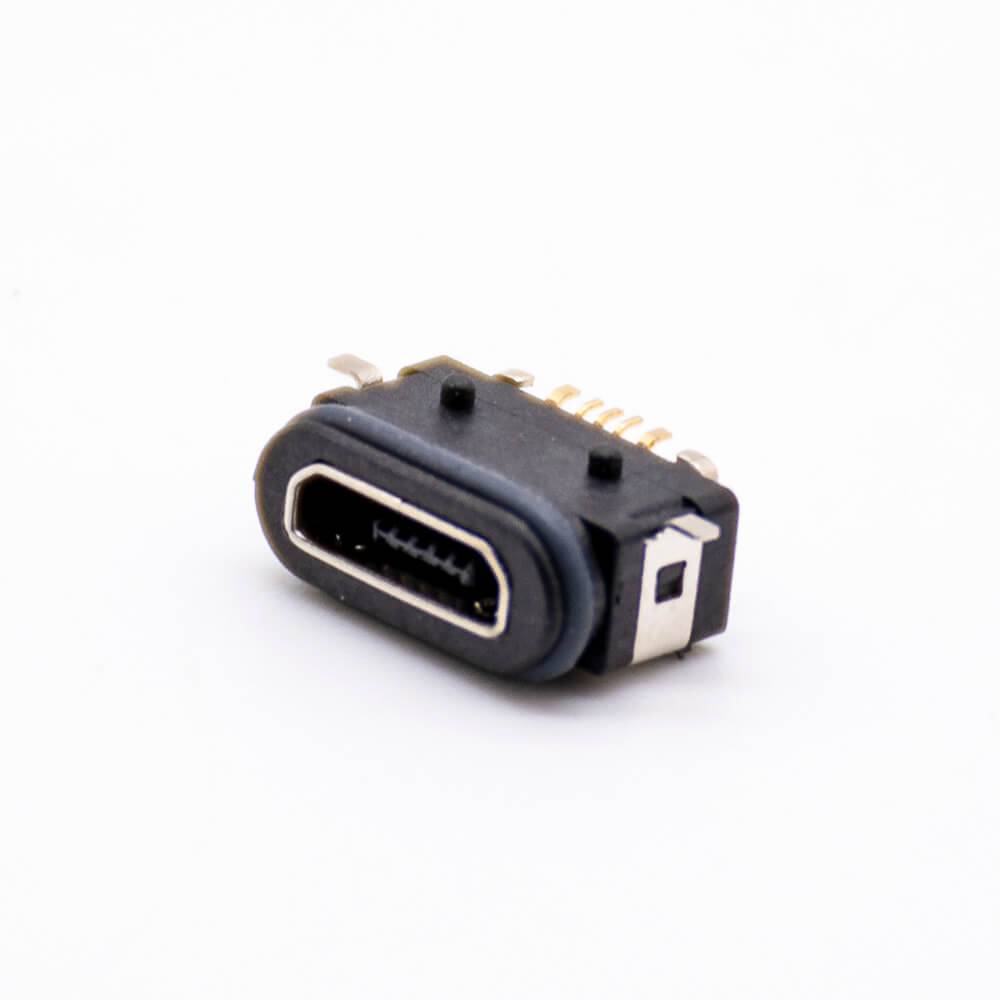 Waterproof MICRO USB Socket Female Connector B Type IP68 SMT full stickers 5Pin With Rating 3A