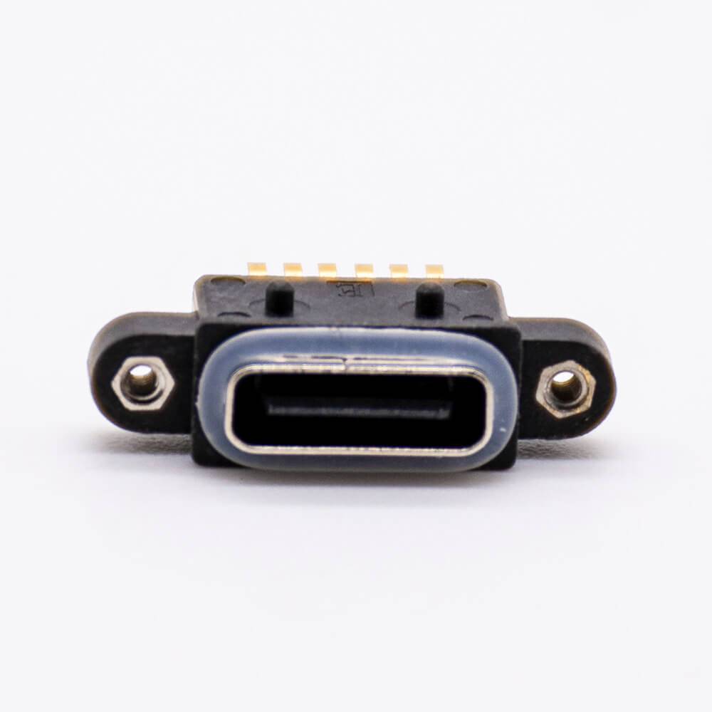 Waterproof Type C Connector Female Socket 6P SMT With Waterproof Ring